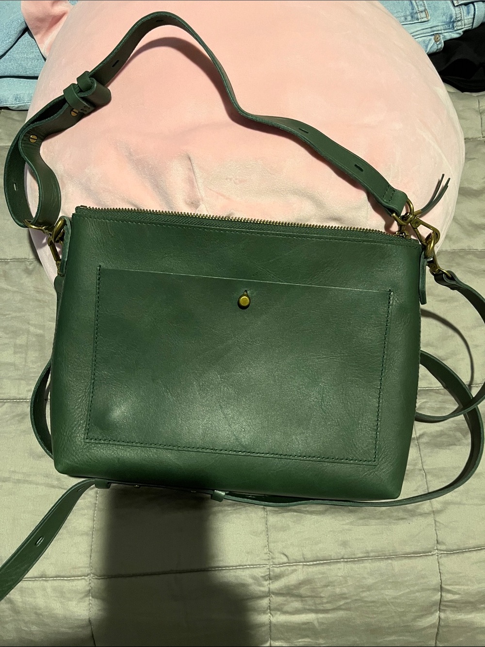 Madewell Forest Green Leather Crossbody Bag - Picture 3 of 4